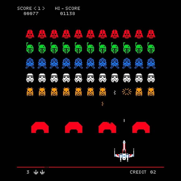2XL Star Wars Space Invaders 8-bit Mandalorian Tee - Picture 2 of 4